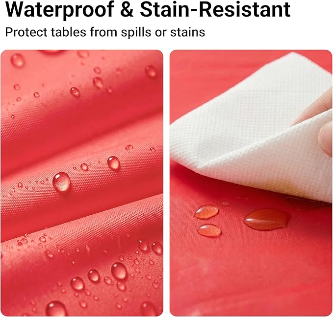 Auros Premium Plastic Tablecloths 10 Pack, 54 x 108 Inch Rectangle Disposable Table Covers for 8FT Tables, Thick & Durable, Waterproof & Spill-Proof, Easy Cleanup for Parties, Wedding, Party Red