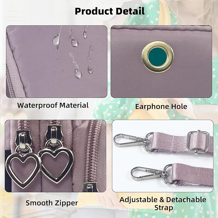 JANKS Small Crossbody Bag for Women - Mini Phone Purses with Crossbody Strap and Wallet - Nylon Arm Bag