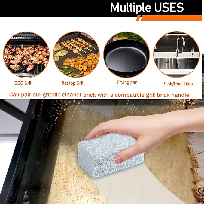 Heavy Duty Grill Cleaner, Grill Cleaning Bricks, Pumice Griddle Cleaning Stone for Removing Stains from BBQ, Swimming Pool, Sink (8 Pack)