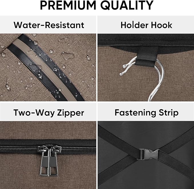 BALEINE Travel Garment Bag, Travel Suit Bag for Men, 42'' Waterproof Carry on Garment Bag for Hanging Clothes, Garment Duffel Bag for Travel Business (Brown)