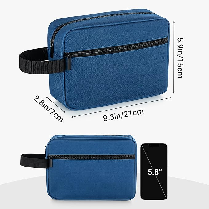 Elviros Travel Toiletry Bag for Women and Men,Lightweight Makeup Bag Hanging Dopp Kit with Shaving Compartment Cosmetic Organizer Small Tool Bag Travel Essentials,Gifts for Men(Navy Blue)