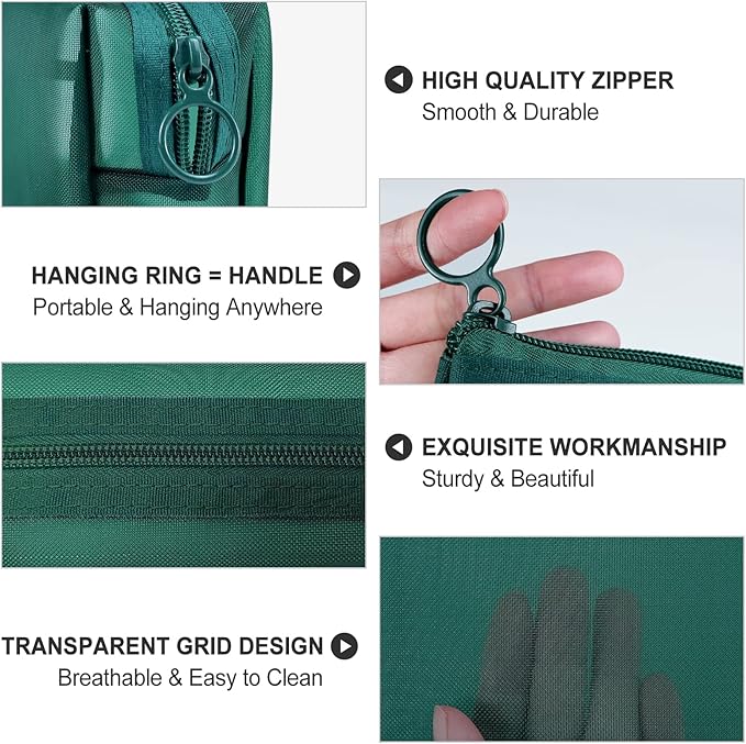 Aosbos 3-Pack Mesh Cosmetic Bag Set - Travel/On-The-Go Makeup Storage, Zipper Closure Small Pouch