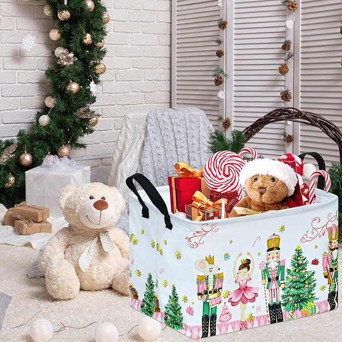 Christmas Basket Box Hamper Storage Basket Collapsible Organizer Bin Gift Shelf Baskets for Home and Kitchen Storage