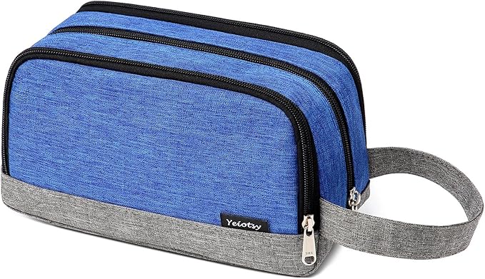 Yeiotsy Men's Travel Toiletry Bag – Color Clash Dopp Kit with Mesh Pockets, Durable Shaving Organizer for Gym, Camping & Weekend Trips