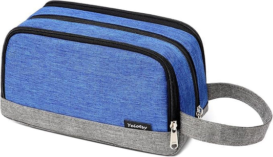 Yeiotsy Men's Travel Toiletry Bag – Color Clash Dopp Kit with Mesh Pockets, Durable Shaving Organizer for Gym, Camping & Weekend Trips