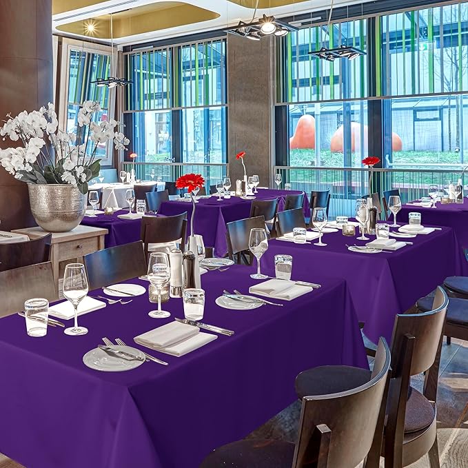 sancua Purple Tablecloths for 8 Foot Rectangle Tables, 8 Pack - Washable Polyester Fabric Table Cloth for Halloween Party Wedding Birthday Banquet Reception, 60x120 Inch