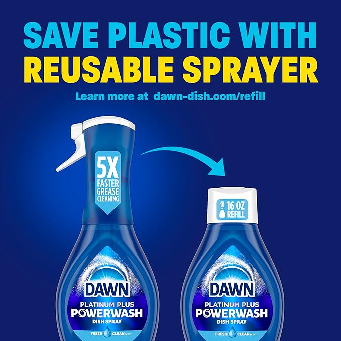 Dawn Platinum Powerwash Dish Spray, Dish Soap, Fresh Scent, 96 Fl Oz, Pack of 6
