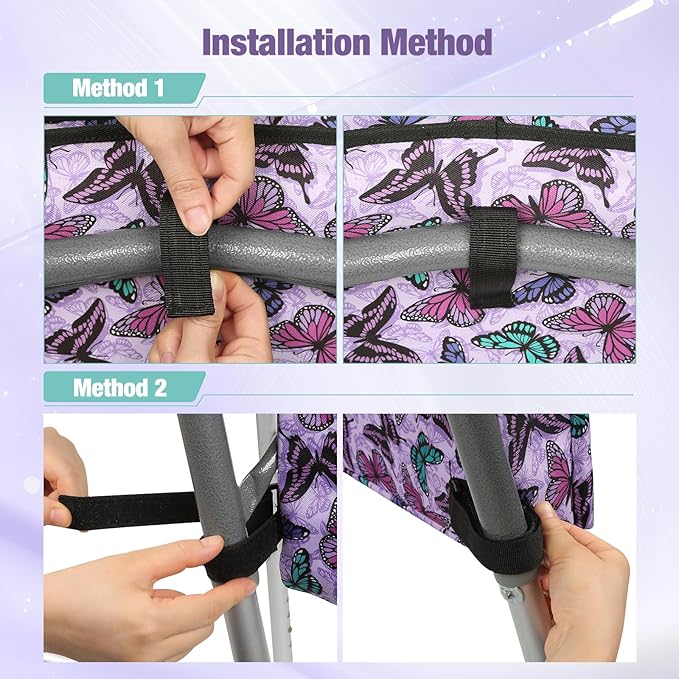 Walker Bag with Cup Holder, Walker Accessories for Seniors Detachable, Foldable Walker Basket with Big Capacity, Best Gift- Purple (Not Fit Rollator Walkers)