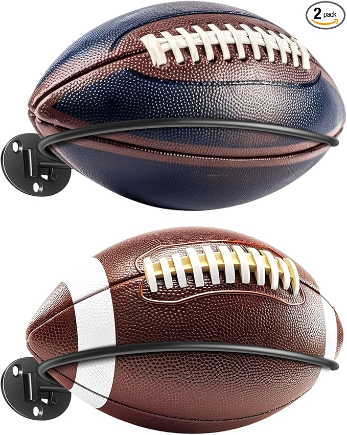 Kevenal 2 Packs Football Room Décor, Wall Mount Football Holder Football Display Stand, Football Room Decor for Boys Man Cave (Super Strong)