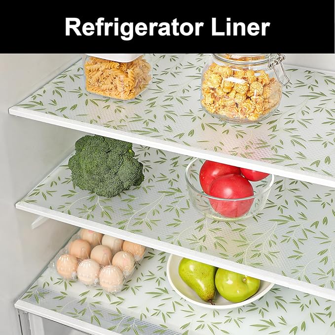 Cooyes Shelf Liners for Kitchen Cabinets Refrigerator Liners Waterproof & Oil-Proof Kitchen Cupboard Liner Drawer Mats EVA Material Non Adhesive Fridge Liner for Shelves（23.6" W x 236" L）