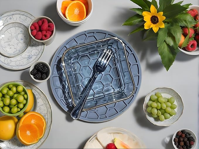 5-Pack Silicone Trivet Mats for Hot Pots, Pans & Dishes – Non-Slip Heat Resistant Round Placemats, Kitchen Counter Protectors & Coasters (Home Essentials Fog Blue 6.3"*6.3"*0.24")