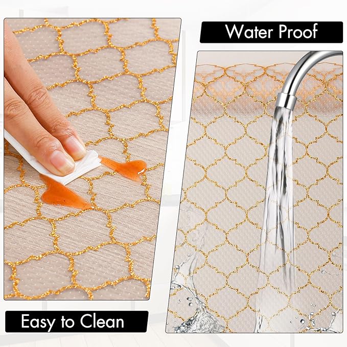 Cooyes Shelf and Drawer Liners for Kitchen Cabinets, Non Adhesive Cabinet Liner, EVA Waterproof Durable Non-Slip Drawer Mats for Shelves, Fridge, Storage, Kitchen Cupboards – Modern Pattern