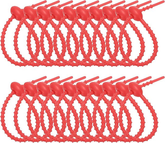 PATIKIL 6 Inch Silicone Cable Ties, 20pcs Rubber Reusable Twist Zip Ties Organizer for Home Office Kitchen Food bags Wires Adjustable Bag Clip, Deep Red