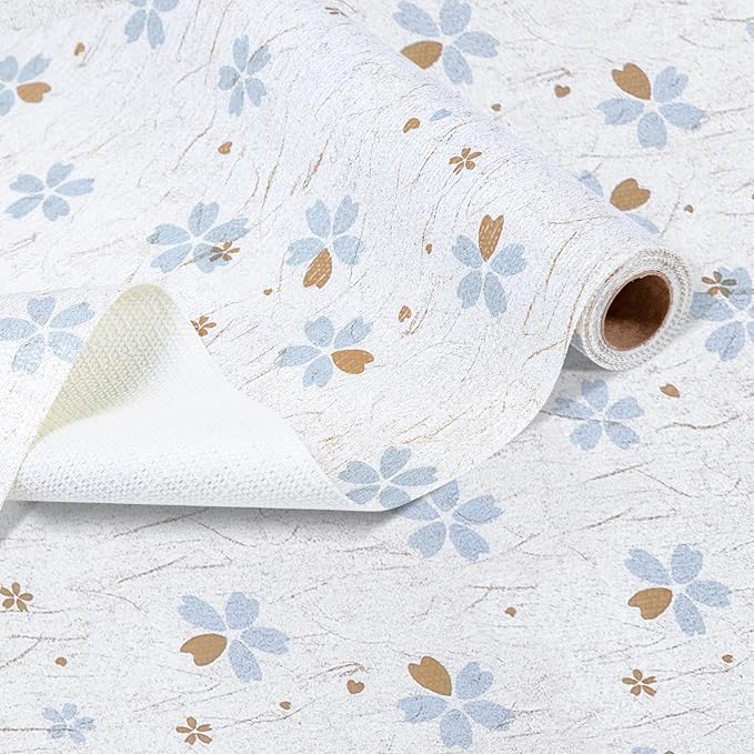 RAY STAR 18 Inch x 48 Inch Shelf Liner, Non Adhesive Floral White Cabinet Liner for Pantry Drawer Vanity, Strong Grip Non Slip Waterproof, Pretty Shelf Liners for Kitchen Cabinets (Signature Delivery)