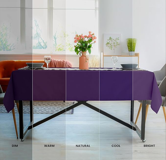 Utopia Kitchen Rectangle Table Cloth 2 Pack (60x102 Inches, Purple), Machine Washable Polyester Table Cover for Dining, Buffet Parties, Picnics, Events, Weddings and Restaurants