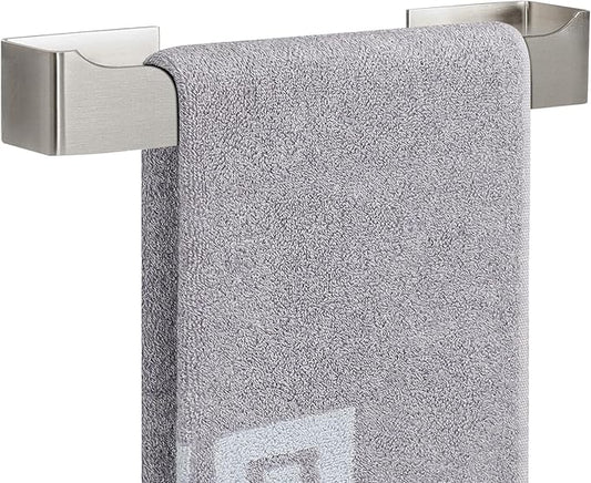 NearMoon Self Adhesive Hand Towel Holder/Towel Ring, Stainless Steel Hand Towel Bar Rustproof Stick on Wall-Towel Rack for Bathroom/Kitchen, Square Sticky and Wall Mounted (14 Inch, Brushed Nickel)