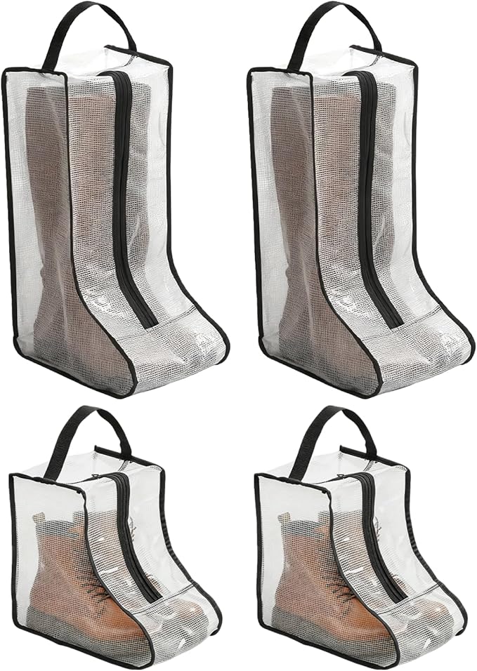 4 Pcs Boot Storage Bag, Portable Waterproof and Dustproof Boot Bags for Cowboy Boots (2*High + 2*Short)