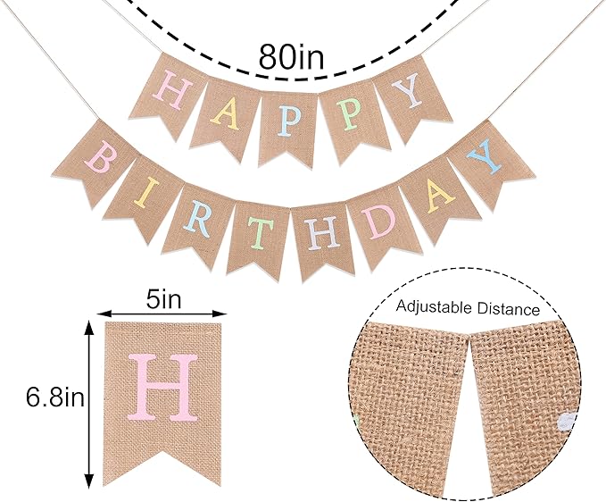 Rainbow Burlap Banner - Pastel Birthday Banner, Personalized 1st Birthday Decor, Photo Prop