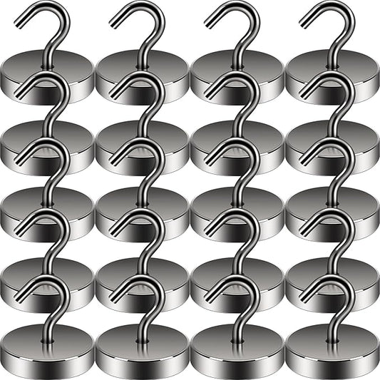 Neosmuk Magnetic Hooks, Cruise Ship Essentials, 100lb+ Heavy Duty Magnetic Hooks for Cruise Cabins, Refrigerator, Grill, Hanging, and Travel | Extra Strong Must-Haves Magnet Hook,Gunmetal,Pack of 20