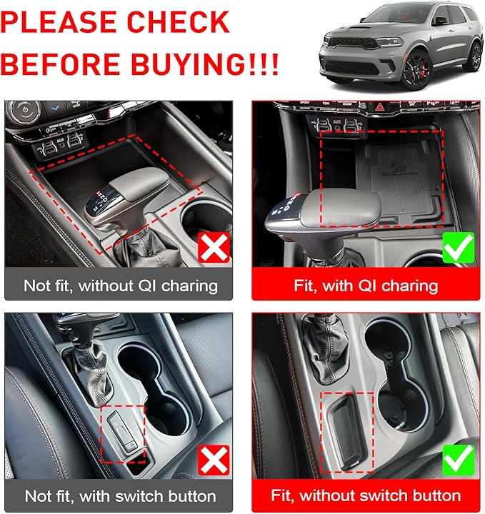 Cup Holder Inserts for Dodge Durango Accessories 2021 2022 2023 2024 2025 2026 Center Console Mat Custom Fit Silicone Cup Liners Pads Interior Decoration (5pcs/Set, Red)