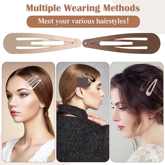 WILLBOND 30 Pieces 3.1 Inch Large Metal Snap Hair Clips Nonslip Barrettes Women Hair Accessories (Five Color)