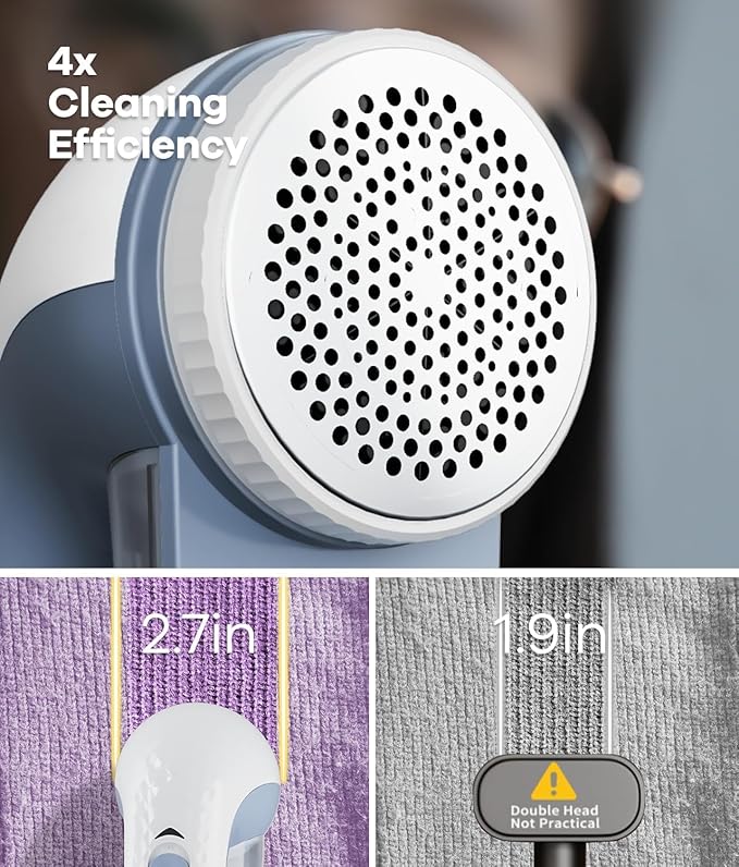 Lint Remover, Fabric Shaver for Clothes and Furniture, Sweater Shaver with 6-Leaf Blades & Safety Lock, Lint Shaver Fabric Shaver 4 Times Efficiency to Remove Pilling