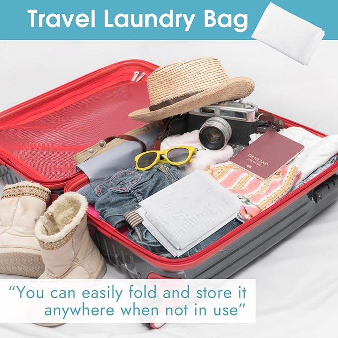 2 Pack Mesh Laundry Bags, 23 x 34 Inches Heavy Duty Mesh Laundry Bag, Large Laundry Drawstring Bag for College, Dorm, Travel, Family and Apartment Dwellers, White