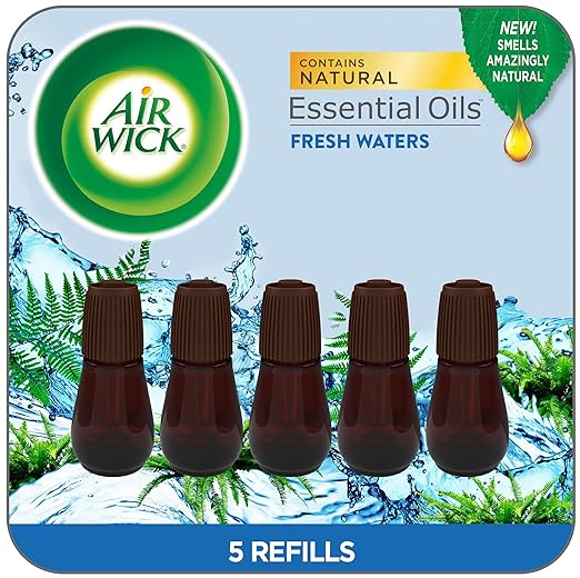 Air Wick Essential Mist Refill, 5 ct, Fresh Waters, Essential Oils Diffuser, Air Freshener