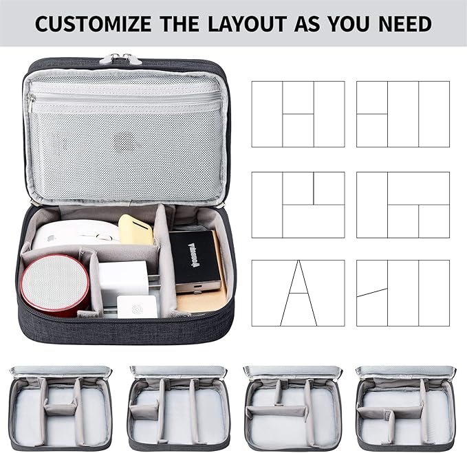 Lanola Travel Cable Organizer Bag, Electronic Accessories Case Portable Double Layer Cable Storage Bag for Cord, Phone, Charger, Flash Drive, SD Card, Personal Items - (Black)