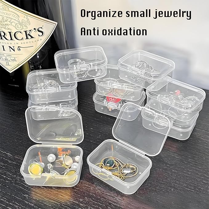 Small Bead Organizers Mini Clear Bead Storage-16 pcs Clear Plastic Boxes For beads organization,DIY project,nail art tools,diamond, building blocks,small items,with Sheets Label Stickers