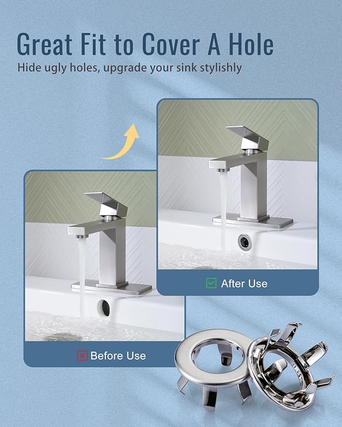 Sink Overflow Ring Brushed Nickel: ARCORA 2 Pack Solid Brass Bathroom Vessel Sink Overflow Cover Basin Trim Ring Hole Insert Caps
