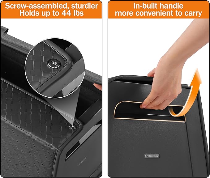 POKSRI Trunk Organizer for suv,car storage organizer,lid Box,PU Leather & PP Honeycomb Board,Fixed with screws extremely sturdy,Collapsible and Adjustable,15''L x 13''W x 12.4''H,2K inches³(size B)