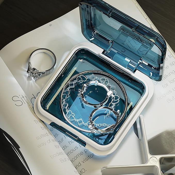 DUBSTAR Daily Pill Organizer,4 Compartments Portable Travel Small Pill Case, Pill Box for Purse Pocket to Hold Vitamins,Cod Liver Oil,Supplements and Medication (Blue)