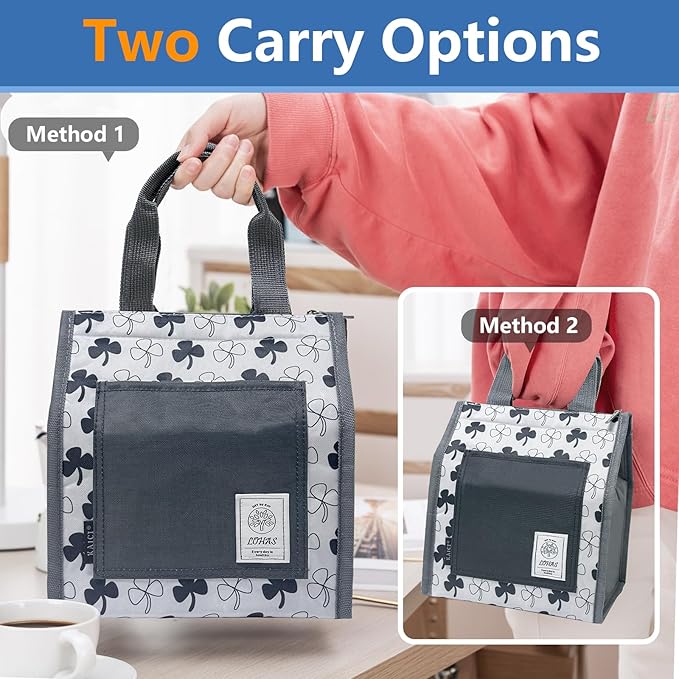 Lunch Bag for Women Men, Reusable Leakproof Lunch Tote with Thermal Lining, 7L Insulated Portable Lunch Box Cooler Bag for Work, Office, Picnic, Beach & Travel (White)