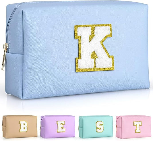 TOPEAST Teen Girl Gifts Trendy Stuff, Blue Small Makeup Bag Preppy Stuff for Girls Personalized Birthday Gifts for Girls Daughter (Sky Blue K)