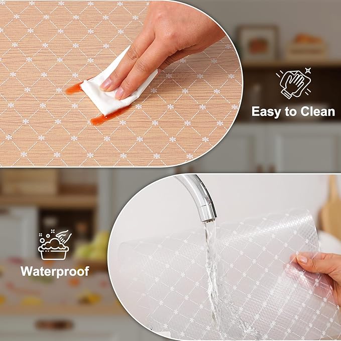 Cooyes Shelf Liner – Premium Non-Adhesive Cabinet & Drawer Liner for Kitchen – Waterproof Shelf Paper with Modern Pattern – Durable EVA Cabinet Mat – Easy to Cut （17.5" W x 360" L）