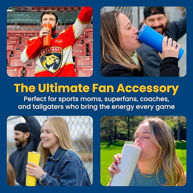 The LoudCup Blow Horn Tumbler, Cheer & Sip 2-in-1 Reusable Water Bottle with Built-In Horn for Sports Games, Tailgates, Parties & Events, BPA-Free