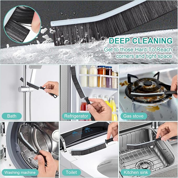 Cleaning Brush - 5 Pcs Hard Bristle Crevice Cleaning Brush, Multifunctional Gap Scrub Brush, Home Essentials, Bathroom Cleaner Tools for Household Use, Kitchen, Bathroom, Window, Faucets, Toilet
