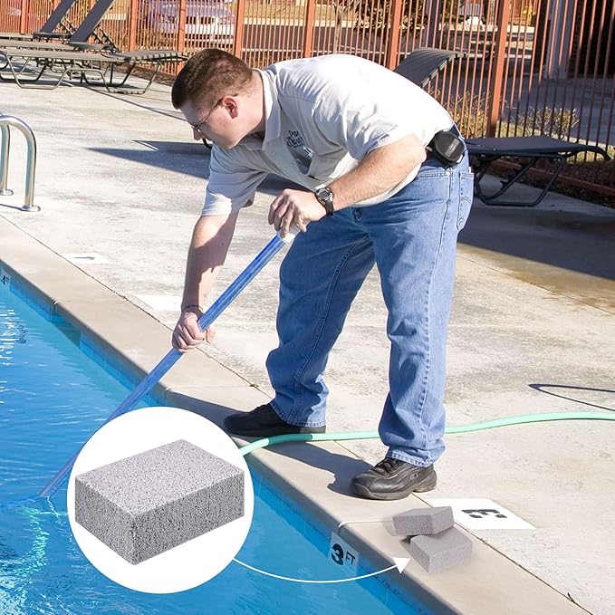 Pndeyo Pools Pumice Stone for Cleaning 2pcs, Pumice Stone for Pool Tile Toilet Bowl Bathtubs Kitchen Sink BBQ Grills Cleaning Calcium Remover Rust Eraser 3.94 x 2.76 x 1.57 Inch