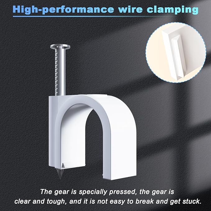 mxuteuk 430PCS Cable Clips with Steel Nails, 4/6/8/10mm Round White Cable Wire Clips, Wall Clips for Cords, Cable Cord Clips for RG6 RG59 CAT6 RJ45