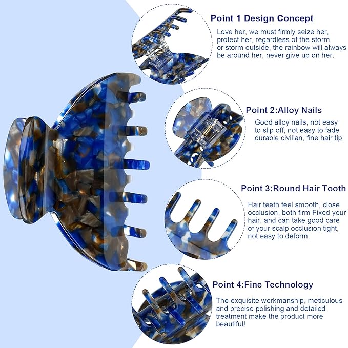WILLBOND 6 Pieces Medium Hair Claw Clips for Thin Hair 2.6 Inch Tortoise Shell Clip Banana Jaw Hairpin French Style Barrettes Head Accessories for Women Girls(Delicate Patterns)