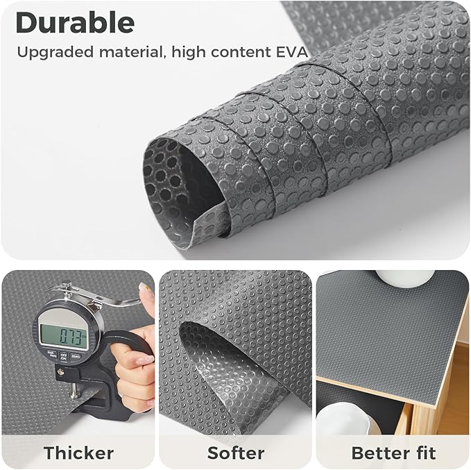 ALIUNI 100% EVA Shelf Liner for Kitchen Cabinet, 24" x 240" Drawer Liners Non Adhesive Non Slip Waterproof Plastic Paper, Dresser Pantry Bathroom Refrigerator Protector, Grey