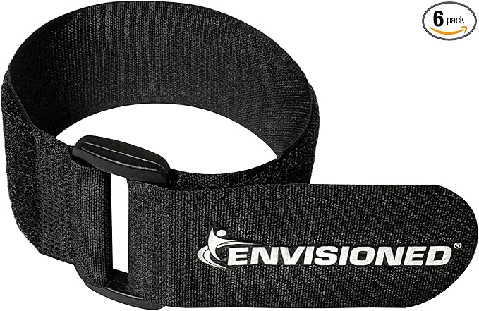 Reusable Cinch Straps 1.5" x 40" - 6 Pack, Multipurpose Strong Gripping, Quality Hook and Loop Securing Straps (Black)
