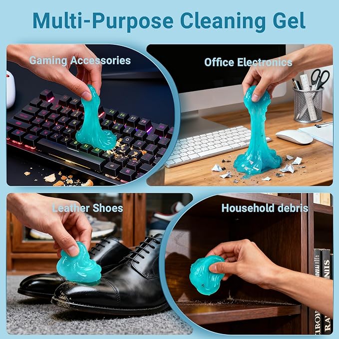 ColorCoral 4 Pack Car Cleaning Gel Reusable Auto Slime Cleaner Dust Cleansing Gels,Vehicle Interior Cleaning Care Putty,Keyboard Cleaner Goop for Car Vent, Corners, Crevices,Office Desktops Debris