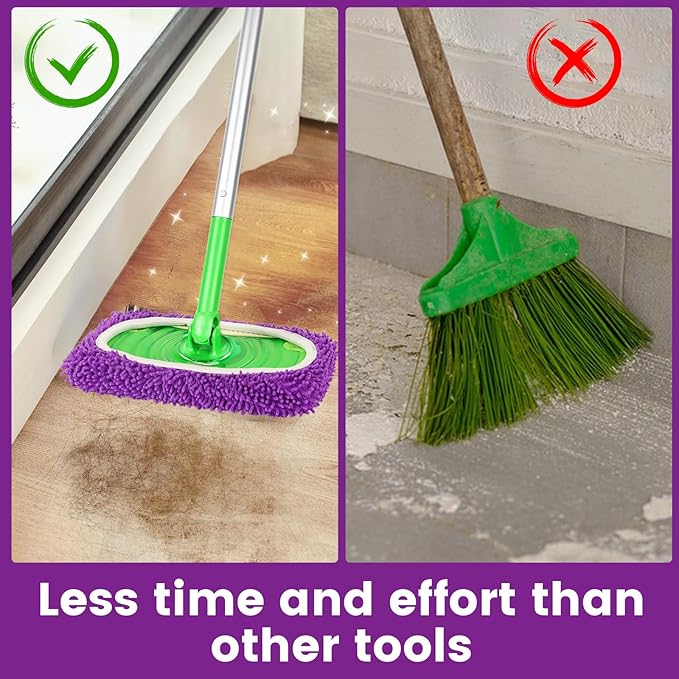 6Pcs Reusable Microfiber Mop Pads Compatible with Sweeper Mop, Replacement Wet Mopping pad Refills & Washable Dry Sweeping Cloths for Surface/Hardwood Floor Cleaning (Purple)