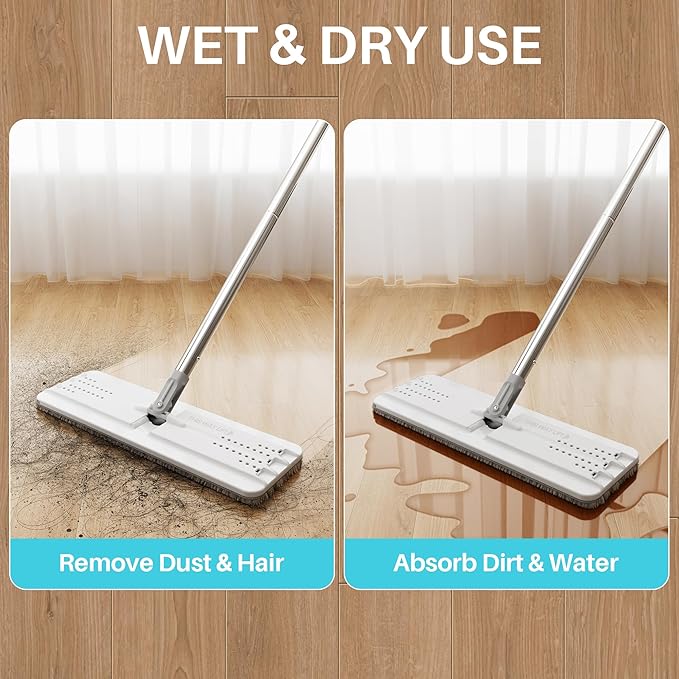 JOYMOOP 8L Flat Mop System with Extension Handle, Large Capacity for Household & Commercial Use, Ideal for Floor, Window & Wall Cleaning – Includes 5 Washable Microfiber Pads for Wet & Dry Use