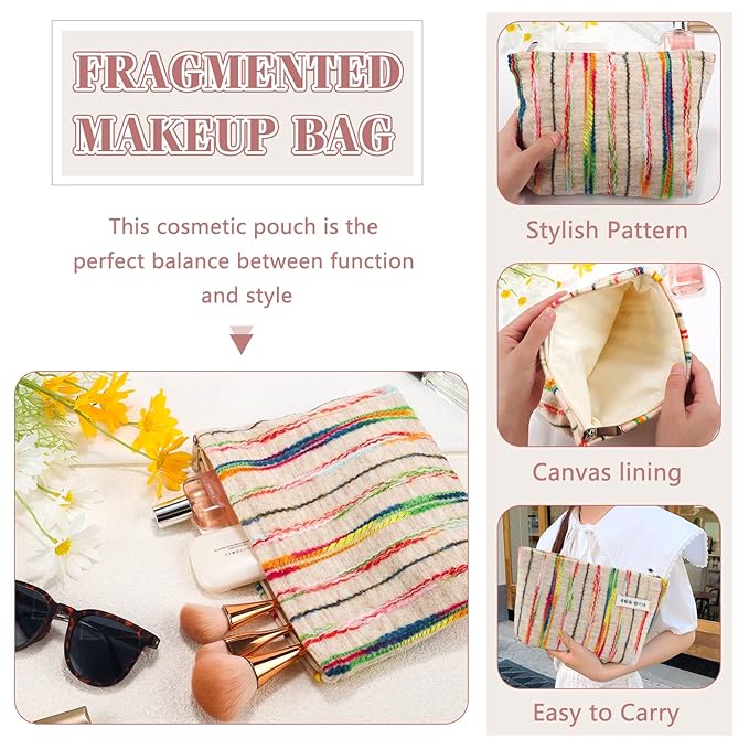 ZLFSRQ Makeup Bag Travel Cute Cosmetic Bags for Women Large Capacity Rainbow Toiletry Pouch Zipper Cosmetic Pouches for Purse Aesthetic Makeup Brushes Organizer Portable Toiletry Bags