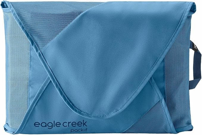 Eagle Creek Pack-It Reveal Garment Folder - Travel Garment Bag with Compression Wings to Maximize Luggage Space - Convenient Top Handle - Quick Drying Material - Blue Dawn - Large