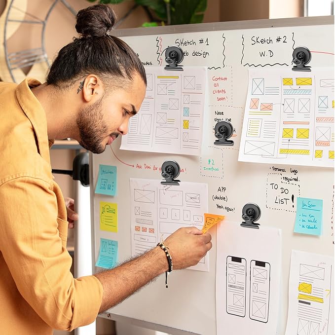 60 Pack Magnetic Clips Heavy Duty, Black Magnet Clips for Fridge, Refrigerator Magnets, Strong Magnetic Clip, Scratch Free Magnets with Clip for Whiteboard, Refrigerator, Locker