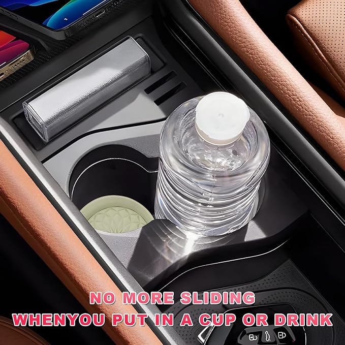 4 PCS Car Cup Holder Coasters, 2.75 Inch Anti-Slip Insert Silicone Car Coaster Drink Mat, Shockproof Universal Auto Cup Coasters for Most Vehicles, Car Interior Accessories (Yellow)